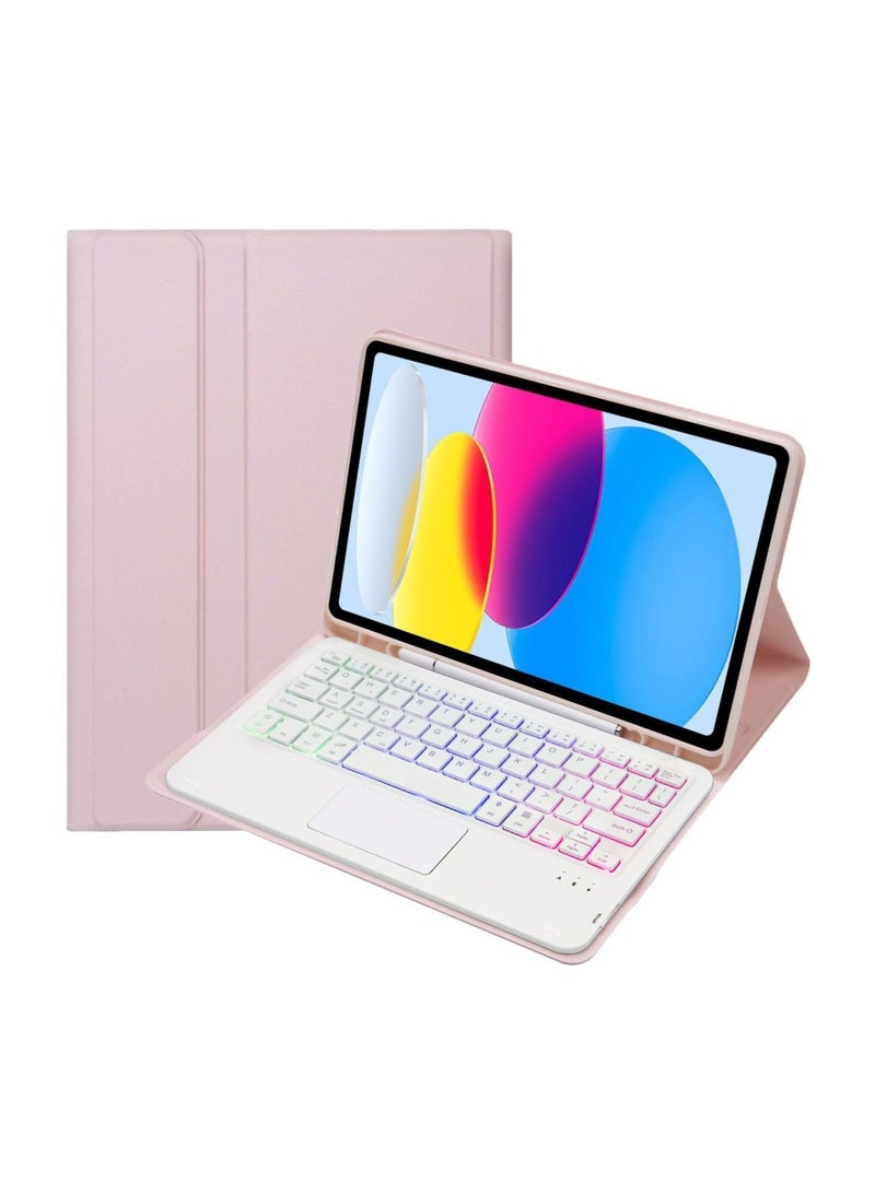 غطاء لوحة مفاتيح بإضاءة خلفية لـ iPad 11 الجيل (A16) 11 بوصة 2025 - لوحة مفاتيح لمسية بلوتوث قابلة للفصل مغناطيسيًا مع فتحة قلم - حامل متعدد الزوايا - Image 1
